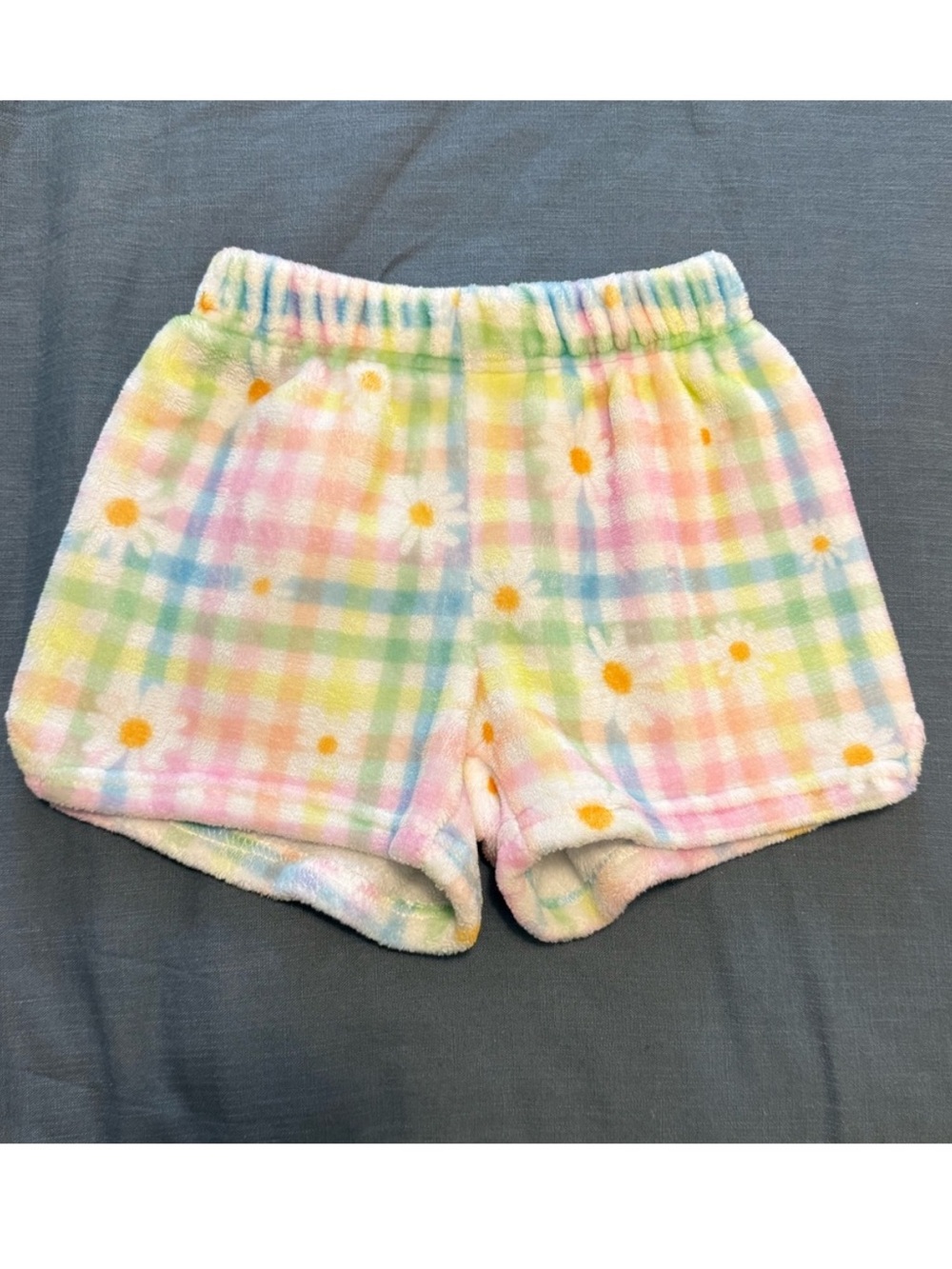 iScream Pastel Gingham Daisy Print Girls Fleece Pajama Shorts